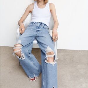 Women's Distressed Blue Jeans